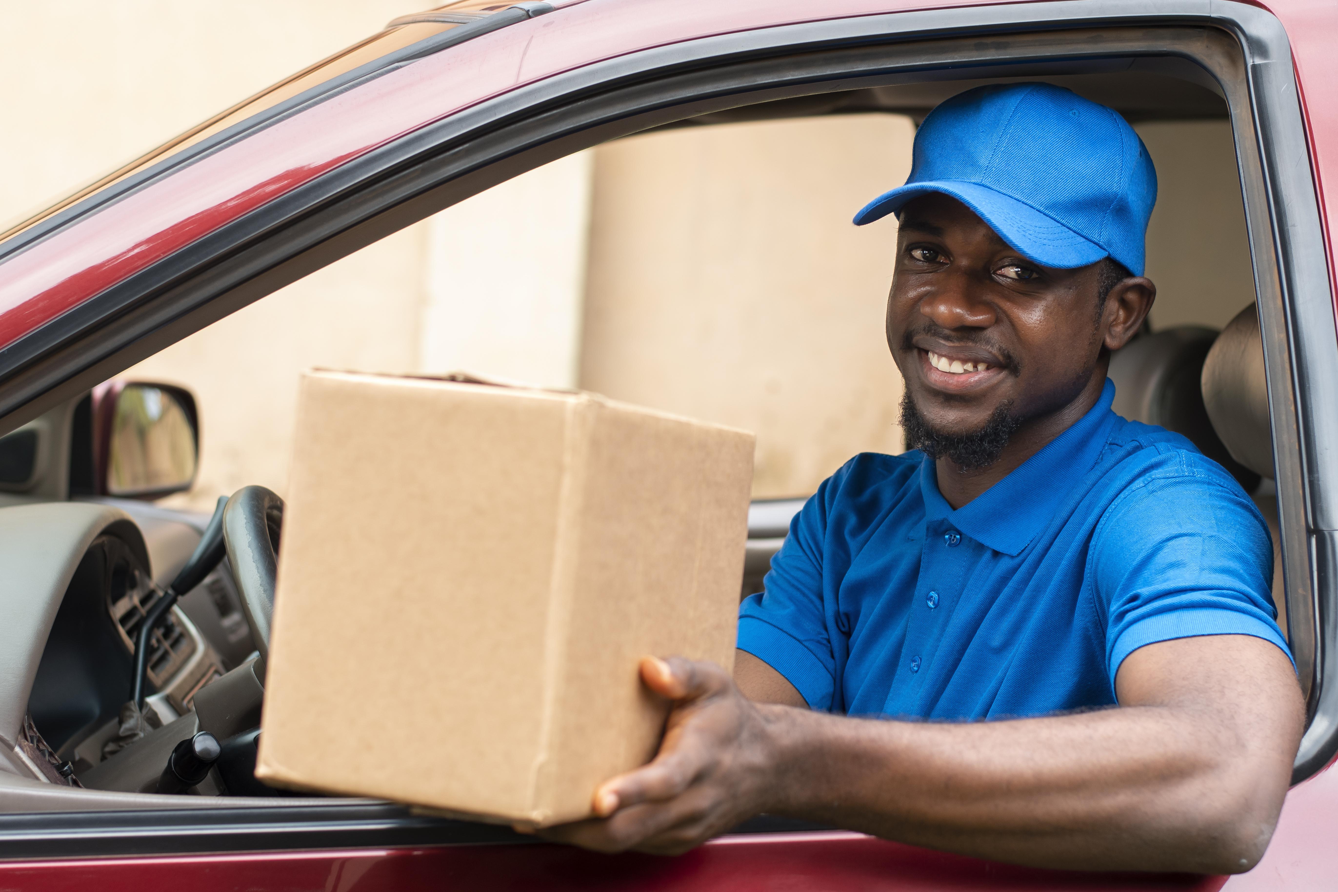 Delivery person with Goldenpot products